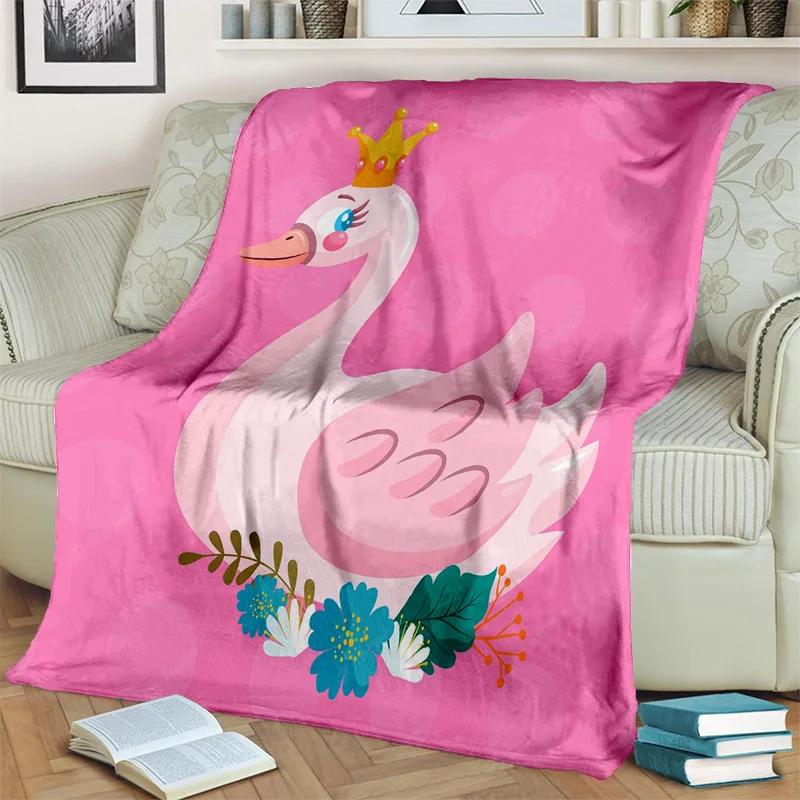 3D Cute Swan Princess Cartoon Cygnus Blanket,Soft Throw Blanket for Home Bedroom Bed Sofa Picnic Travel Office Cover Blanket Kid