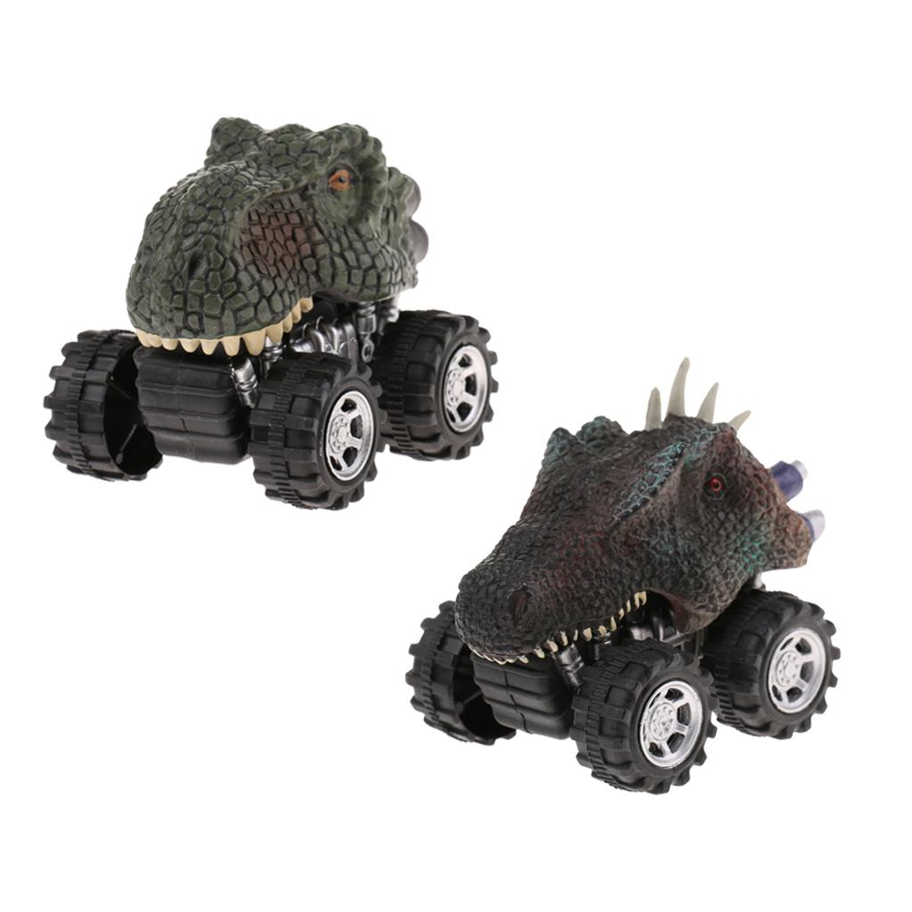 2Pc Kid Children Pull Dinosaur Figure Toy Tyrannosaurus & Backthorn