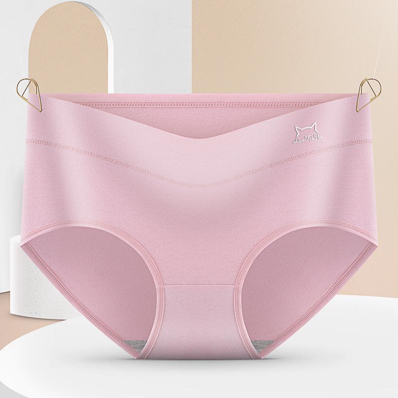 Graphene Women's Mid-Waist Pure Cotton Panties with Antibacterial Crotch, Plus Size Tummy Control, and Hip Lifting Briefs.