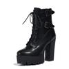 Autumn and Winter Outer Order Fashion High Heel Thick Bottom Large Size Belt Buckle Low Boots