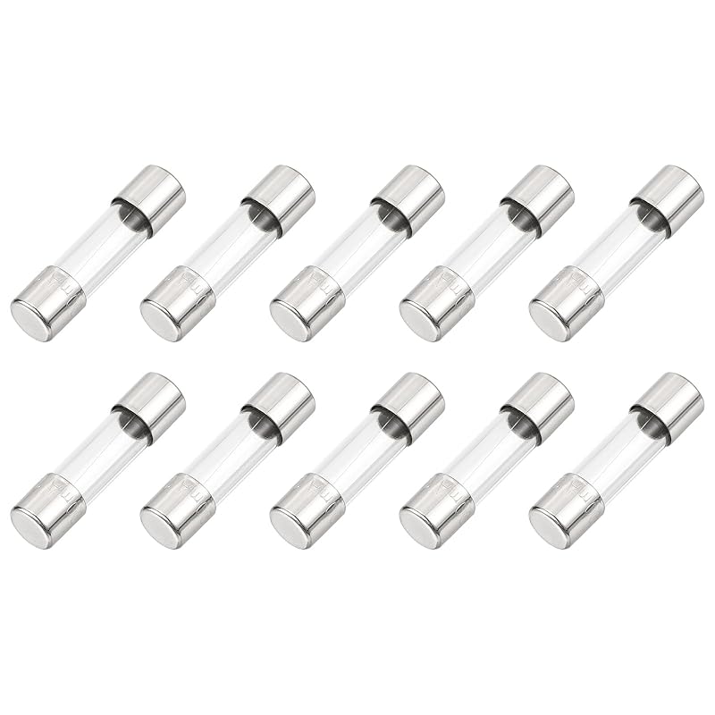 MECCANIXITY 10 Pcs Fast Blow Glass Fuse 5A 125V 5x20mm Glass Tube Fuses Fast-Acting Fuses for PCB Board Electronic Devices Home Appliances Light