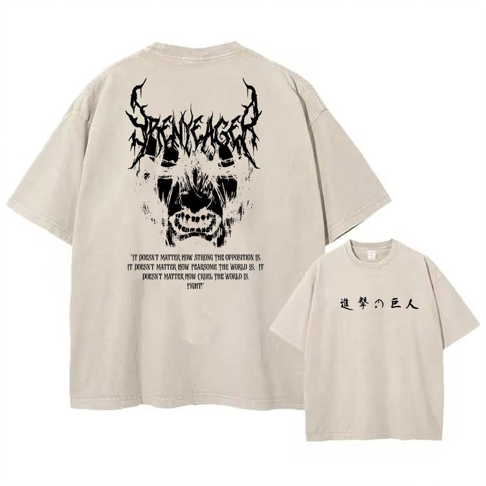 

Винтажные выстиранные футболки Хип-хоп Ретро Панк Аниме Атака Титанов Принт Хлопковые футболки Харадзюку Женские Мужские Летний топ 3XL