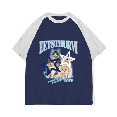 Harajuku reine Baumwolle übergroße T-shirt Frau Top Sommer lustige Cartoon Katze UNISEX Grafik Hip Hop Print T Shirt Frauen Kleidung Luxus Kleidung Y2k Tops