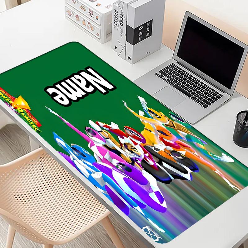 Custom Name Personalized Mighty Morphin Power Rangers Pattern Mousepad, Laptop PC Desk Mat, Decorative Desk Mat for Home Keyboard Pad Gift