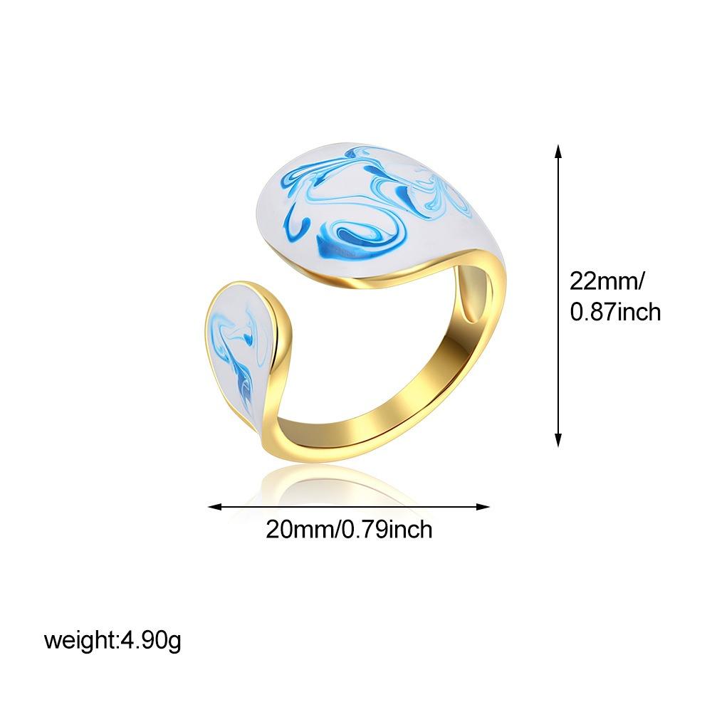 Chinese Style Enamel Drip Oil Ring Vintage Cuff Ring  Hand Accessories