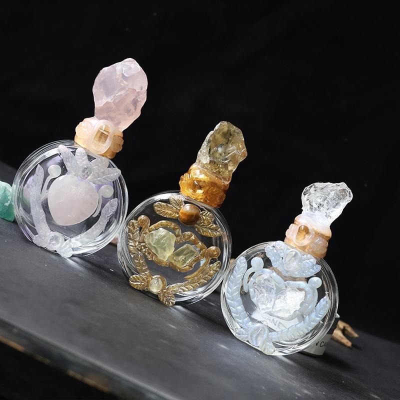 Handmade Natural Crystal Magic Bottle Decorative Glass Crafts Storage Bottle Ornament For Home Decor And Christmas Gift