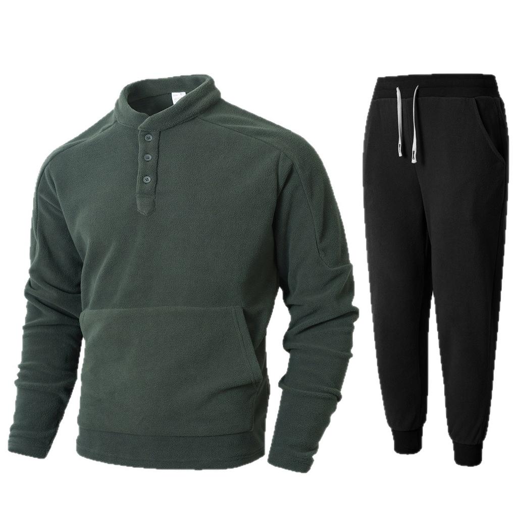 New Solid Color Men's Slim Zipper Casual Autumn and Winter Suit Long Sleeve Stand Collar Suit