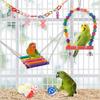 Bird Parakeet Toys 1 Set Of 11Pc Swing Hanging Standing Chewing Toy Hammock Climbing Ladder Bird Cage Colorful Toys