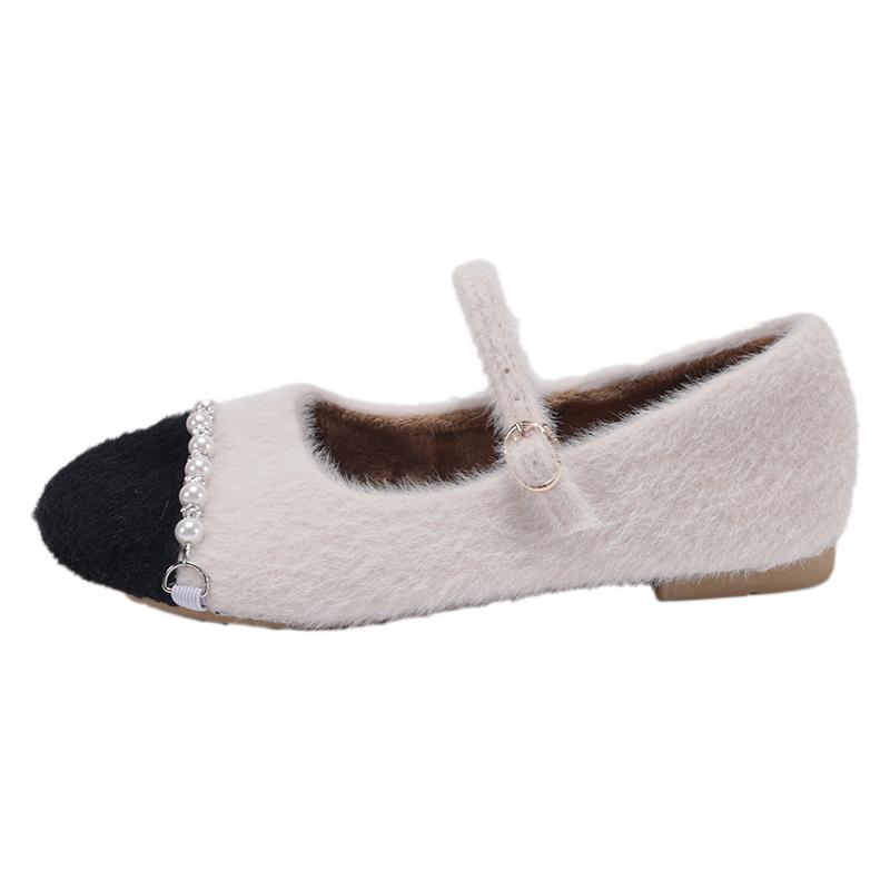 

Модные Новые Высококачественные Повседневные и Удобные Туфли Мэри Джейн на Плоской Подошве в Твидовом Стиле Женские Одинарные Туфли с Жемчужной Отделкой Модные 42 бежевый