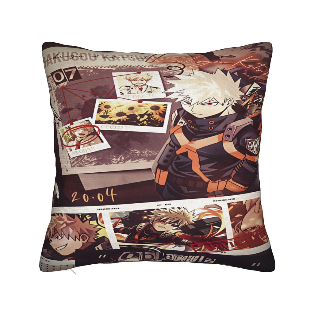 Pillow Cover Katsuki Anime Bakugo Retro Trendy Pillow Case For Sofa Couch Bed Living Room Pillowcases