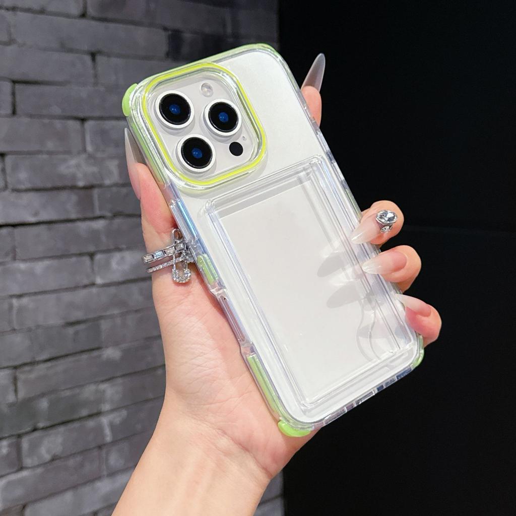 Candy Acrylic Rainbow Card Bag Suitable for Iphone16 Mobile Phone Case Four Corners Anti Fall 15 Transparent Card 14 Anti-fall