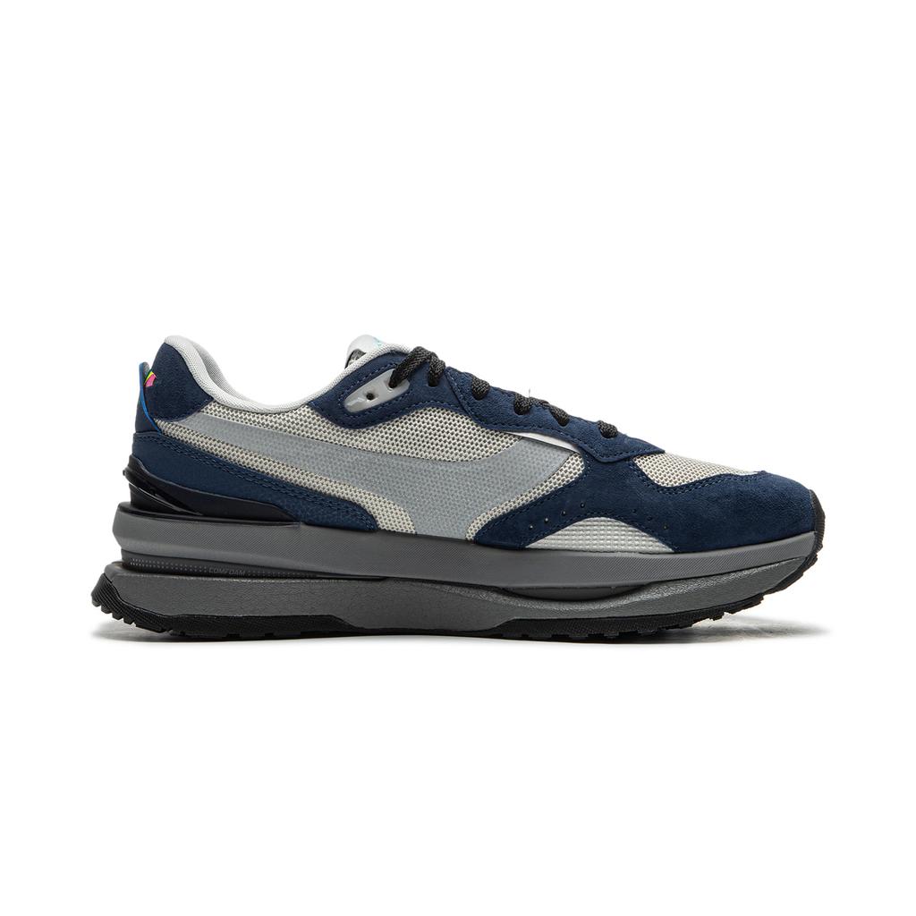 New LiNing Cushioning Anti Slip Wear Resistant Breathable Support Rebound Low Top Casual Shoes Unisex Blue Gray AGCU445-1