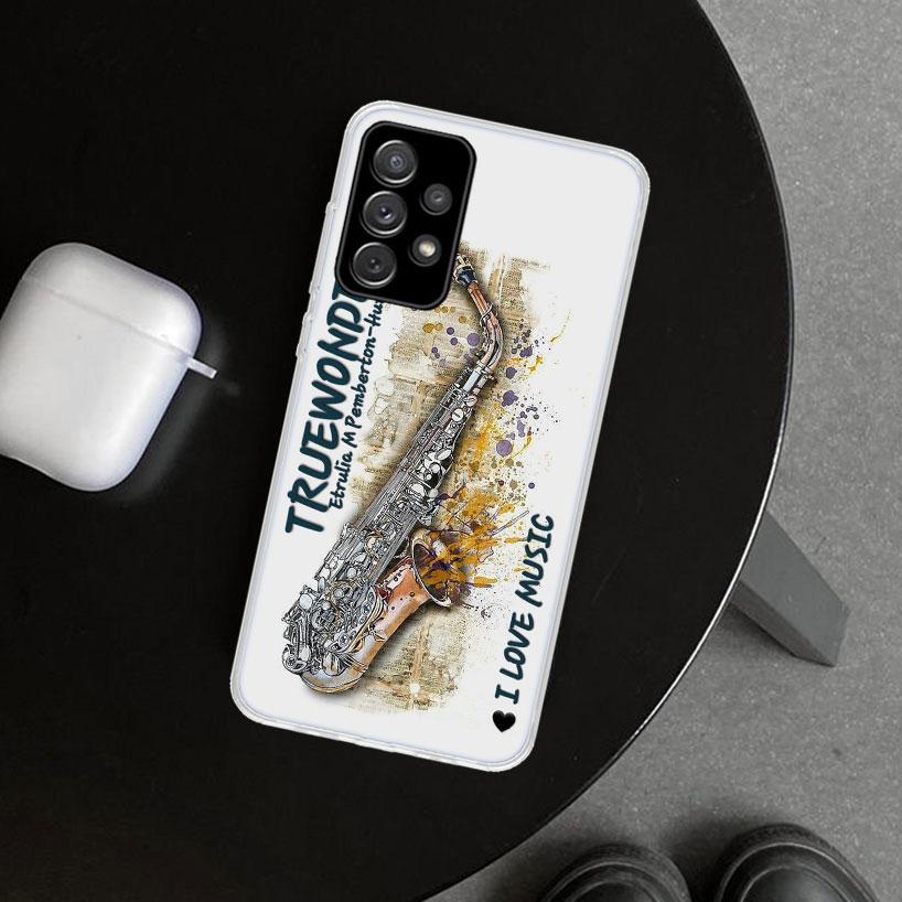 Music Saxophone Instrument Phone Case Cover for Samsung Galaxy A12 A22 A32 A52 A72 A02S A51 A50S A31 A20S A10S Note 20 Ultra 10
