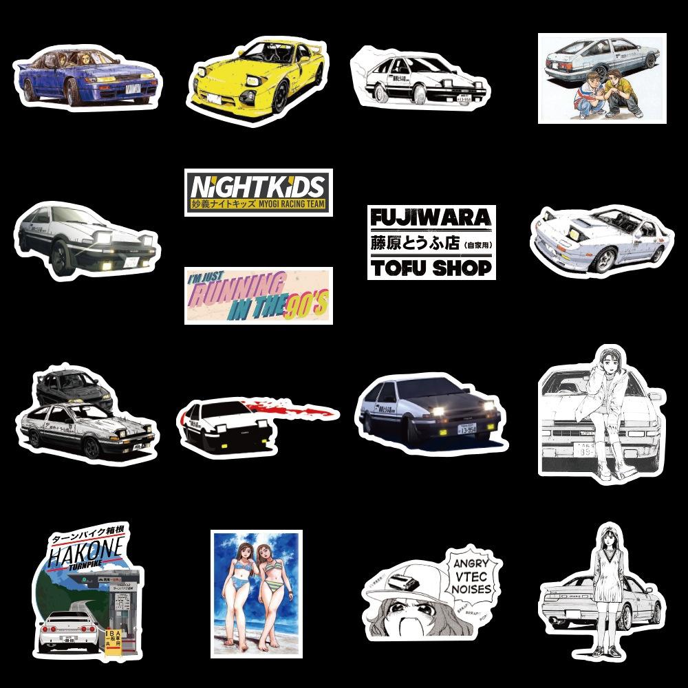 10/50Pcs Initial D Stickers Graffiti Stickers for DIY Luggage Laptop Skateboard Motorcycle Bicycle Stickers