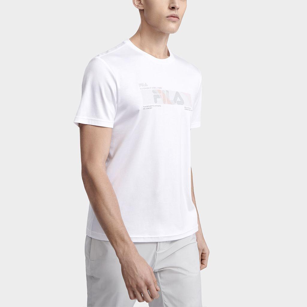 FILA Lightweight Business Sports Short Sleeve T-Shirt Men Tops White F11M327103FWT