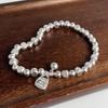 100% Massives 925er Sterlingsilber Retro-Armband für Damen Herren Vintage Handgefertigt Steinperle Einfaches Armband Geburtstagsgeschenk