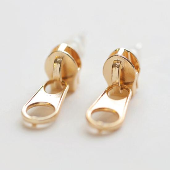 1 Pair Stud Earrings Zipper Style Lightweight Ear Studs Comfortable To Wear