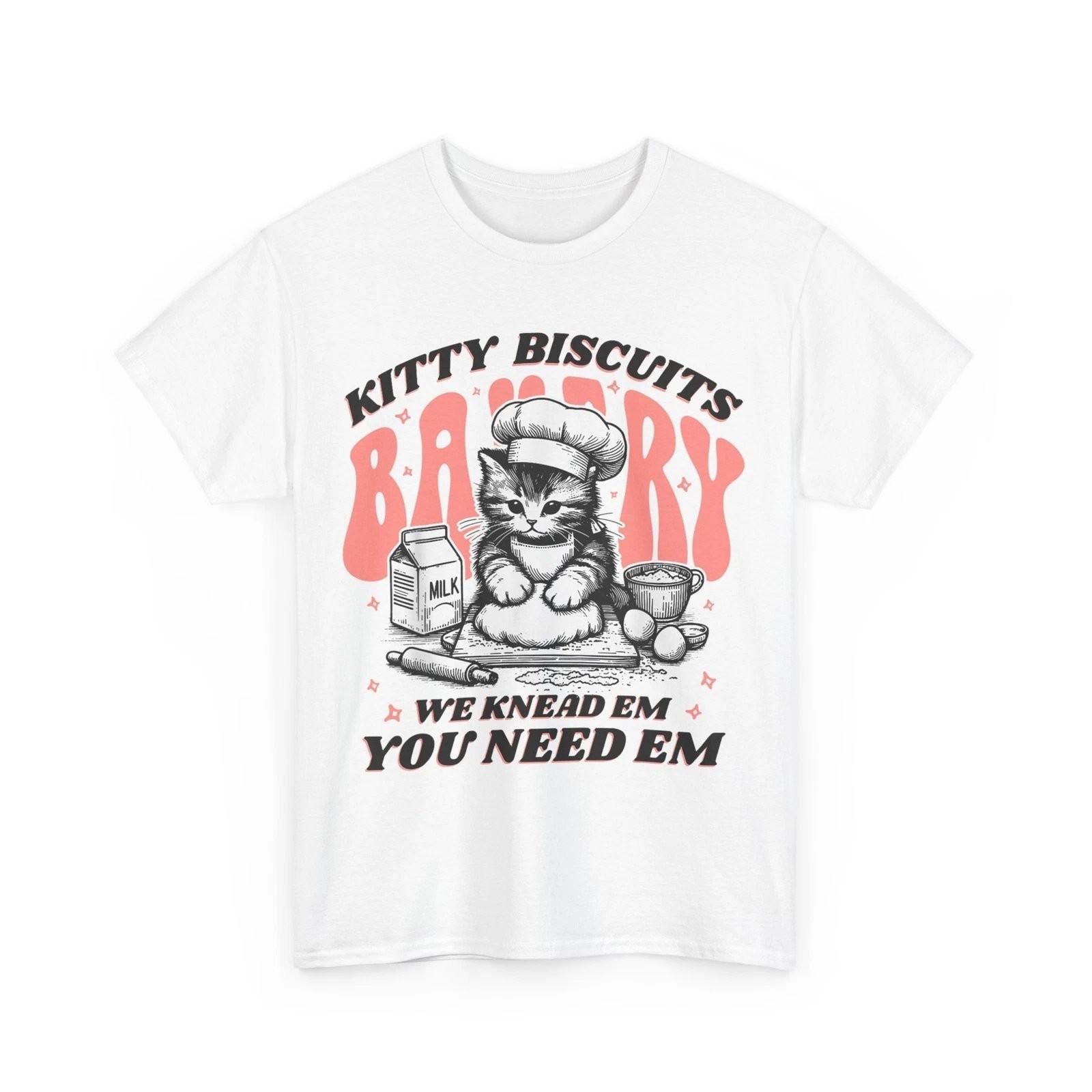 Kitty Biscuits Bakery Funny Cat Lover Baking Graphic T-Shirt S