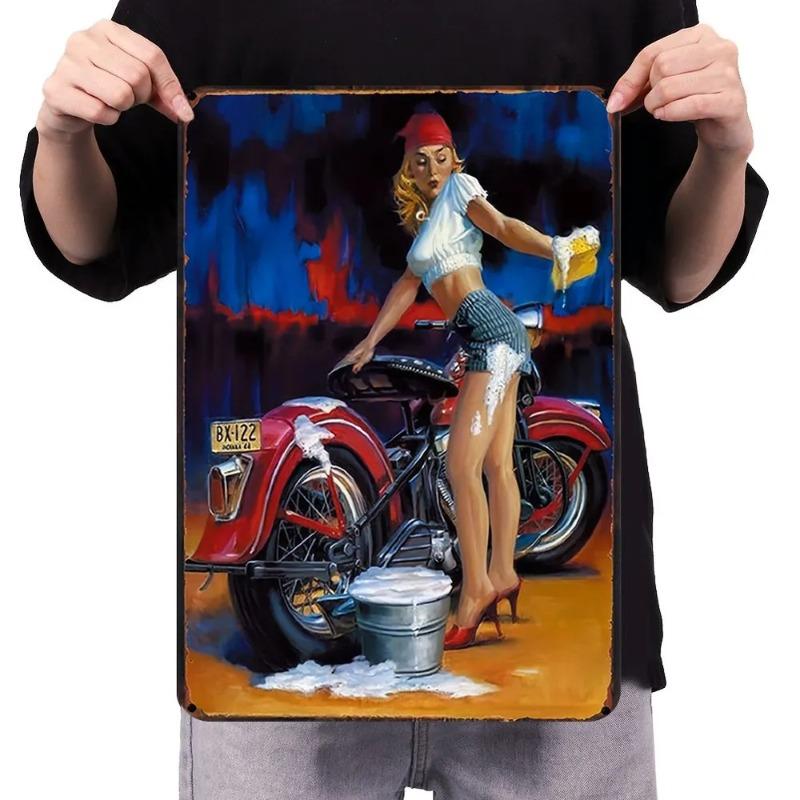 Vintage Tin Sign for Girls Room 30x20cm, Retro Metal Wall Art Decor