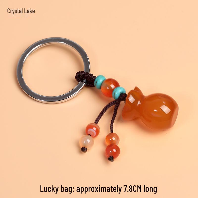 Chalcedony Pixiu Wealth Keychain & Agate Peace Buckle Pendant