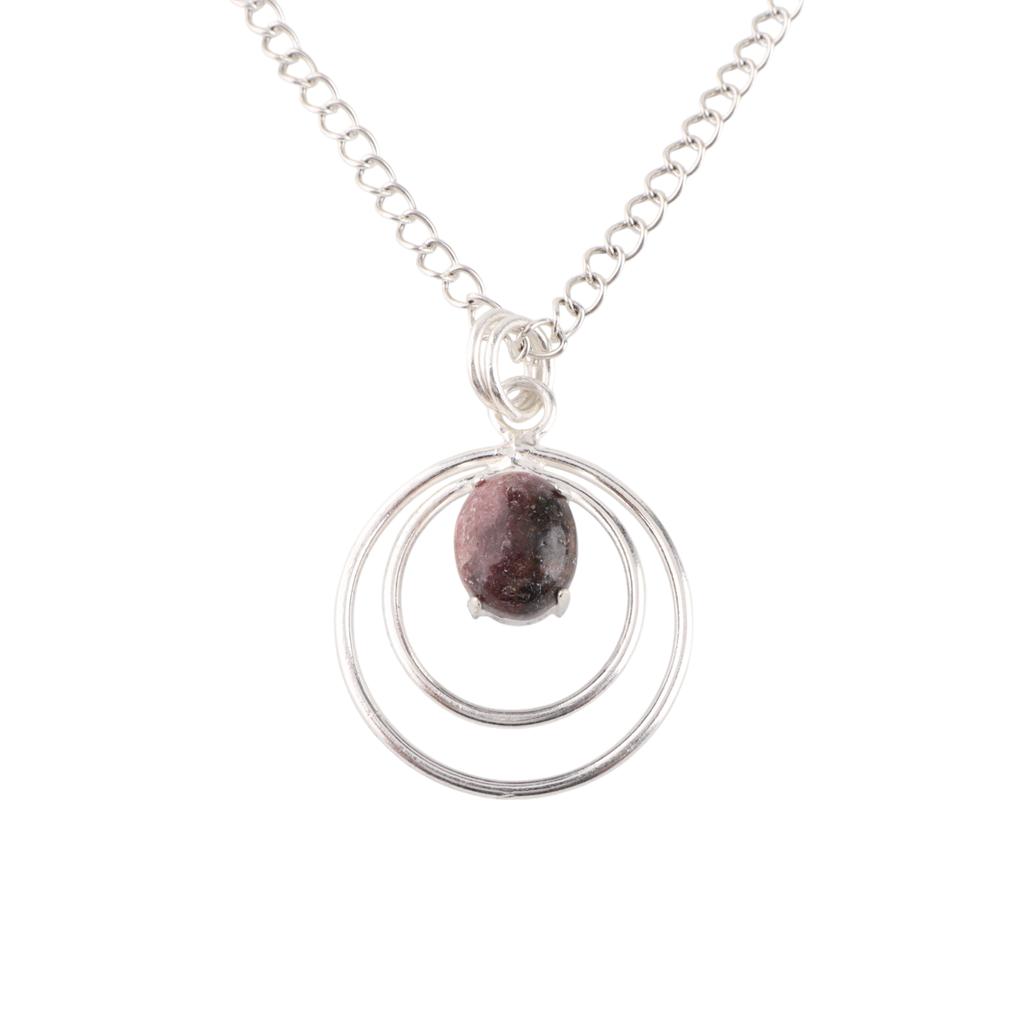Natural Black Rhodonite Gemstone 925 Sterling Silver Jewelry Women Pendant 1.65" PP-61-31