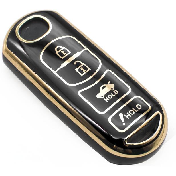 FEYOUN Key Fob Cover Compatible with Mazda 3 6 3 Sport CX-3 CX-5 CX-7 CX-9 MX-5 Miata Toyota Yaris iA Smart 4 Buttons TPU Remote Keyless Key Fob Case