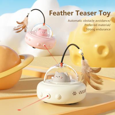 Juguete Inteligente Teaser para Gatos Palo Teaser Eléctrico UFO para Gatos Con Campana Juguetes de Entrenamiento para Mascotas Pluma Reemplazable Suministros Interactivos para Gatos