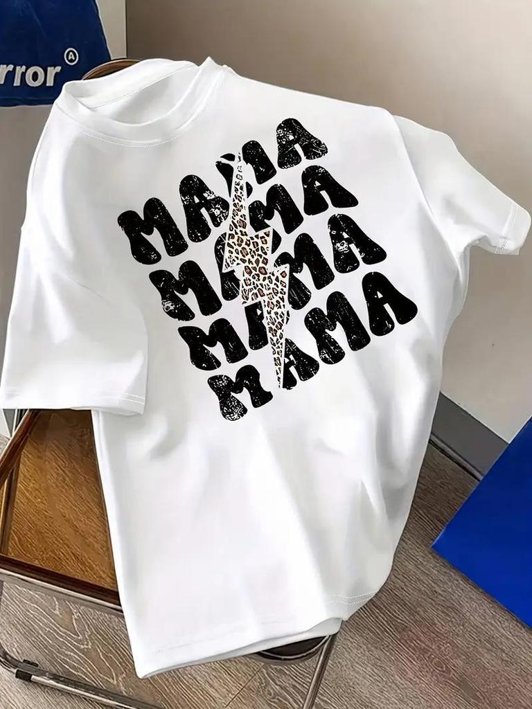 Women's Mother's Day Round Neck Short-Sleeve Top - European & American Style, Free Shipping