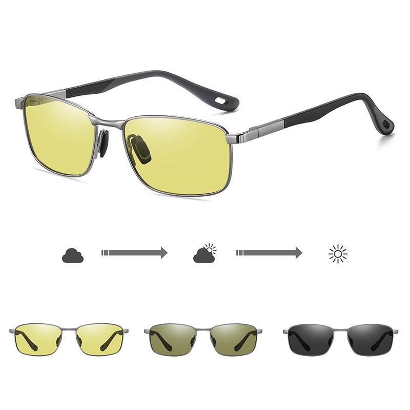 Photochromic Polarized Sunglasses for Men Women Fashion Metal Frame Driving Anti Glare UV400 Glasses GZW