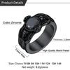 Stainless Steel Double Side Skeleton Holding Up Black Stone Skull Rings for Man Retro Gothic Punk Cool Jewelry Gift for Him