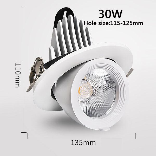 Led COB Downlight Recessed Light 360 Degree Adjustable Angle 5W 12W 20W 30W 40W Spot Lamp Living Room Office Mall Bar AC110-240V