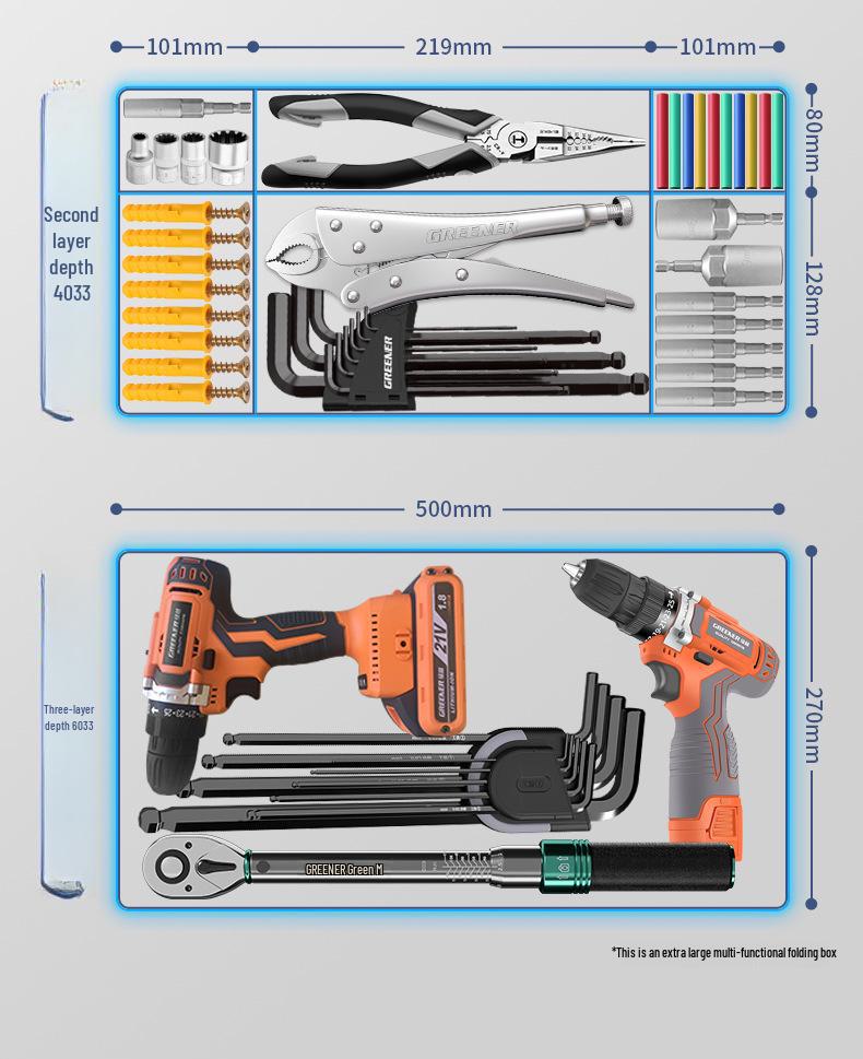 Zielony Las Przenośny Trójwarstwowy Wielofunkcyjny Przybornik: Składany Magazyn Przemysłowy na Sprzęt Domowy i Samochodowy