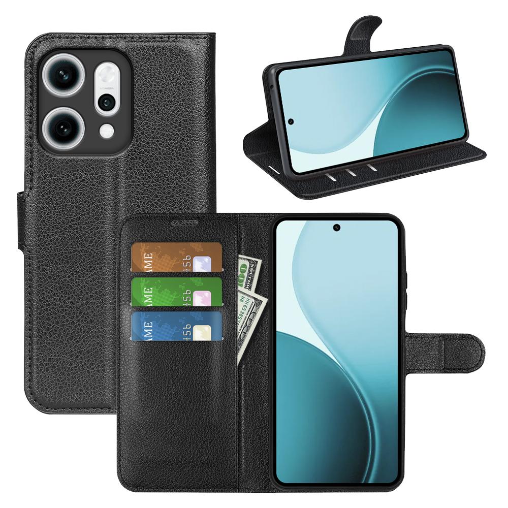 For Oppo Reno14 5G (China)/Oppo Reno14 5G (Global) Case Litchi Texture Shockproof Leather Wallet Phone Cover