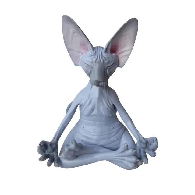 Vtipný Buddha Sphynx figurka kočky Meditace Jóga Výzdoba šťastné kočky Umělecké sochy Venkovní zahradní sochy Figurka
