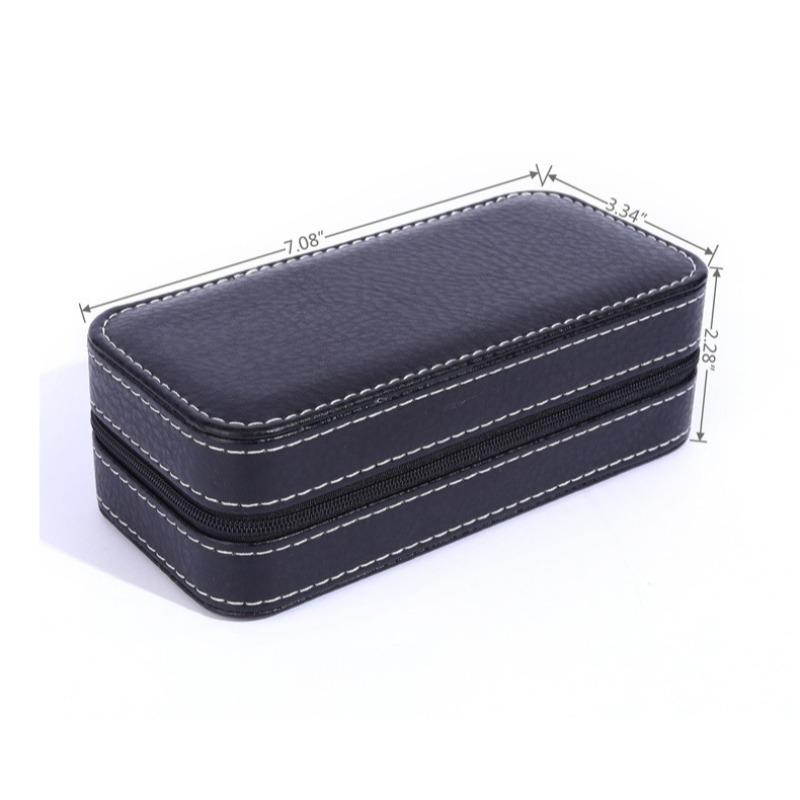 Watch box, PU lychee patterned watch zipper bag, high-end portable 2-person couple gift box