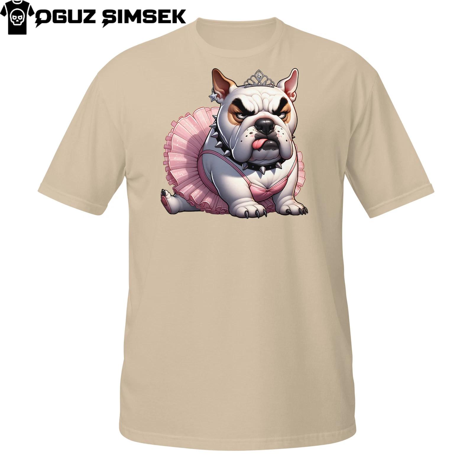 Ballerina Bull Terrier T-Shirt Mens Womens Tees Top | Grumpy Dog in Pink Tutu | Funny Princess Tee S