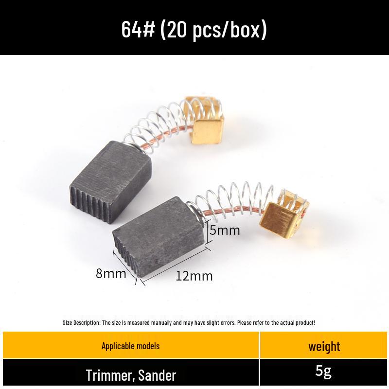 Carbon Brush Set for Angle Grinders, Cutting Machines, Hand Drills, Polishers, Sanders, Impact Drills, and Motors