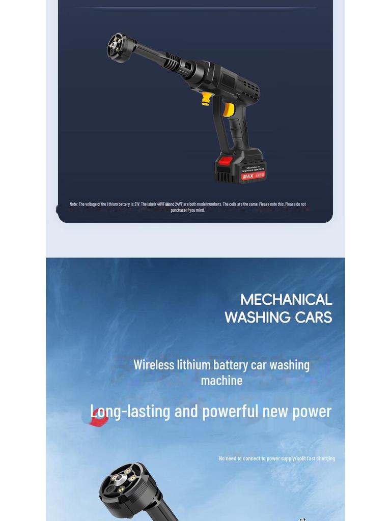 Přenosná vysokotlaká bezdrátová myčka aut s dobíjecí baterií