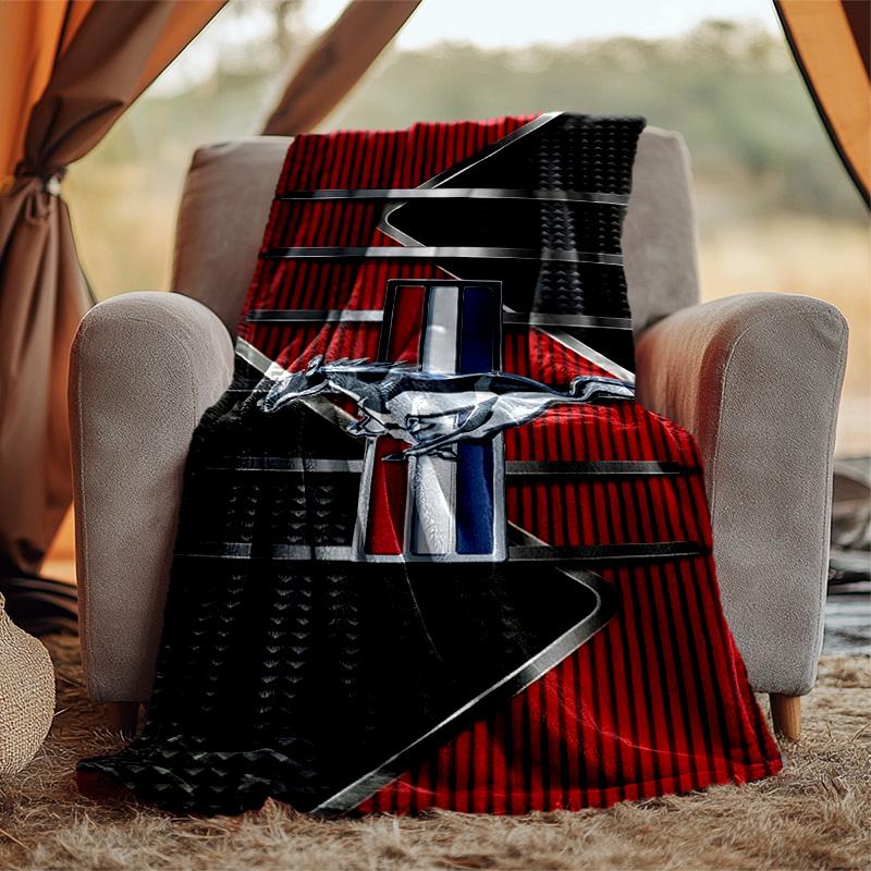 Coperta in Flanella Mustang Morbida Calda per Tutte le Stagioni, Design per Campeggio, Viaggi in Auto, Escursionismo Divano, Letto, Ufficio Regalo Perfetto per Feste