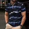 Women Short Sleeve Polo Shirt Light Khaki Dense Brown Leopard Spot Print Half Zip Lapel Top