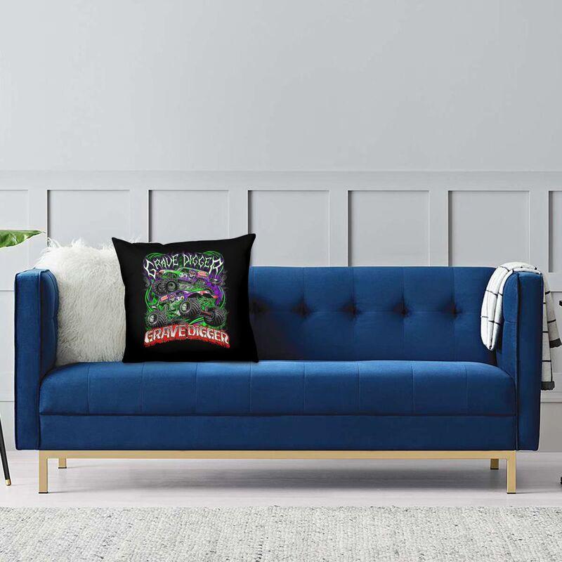 Monster Jam Grave Digger Monster Truck Cushion Cover 40X40Cm Decoration 3D Print Throw Pillow Case For Sofa Double Side
