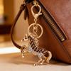 Horse-Shaped Rhinestone Keychain with Carabiner Clip Sparkling Zircon Animal Key Ring for Keys Bags Lucky Symbol for Car Home Decor