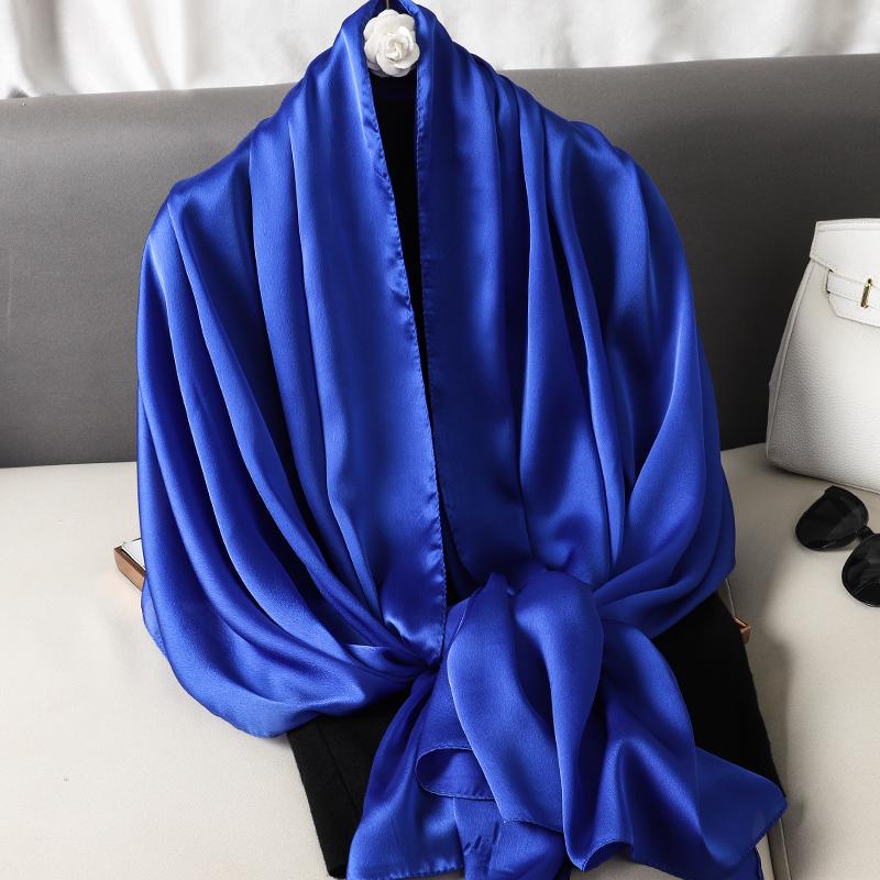 Women New Satins Muslim Hijab Shawls Scarf Soft Jersey Hijabs Plain Soft For Woman Muslim Islamic Voile Summer Shawls 90*180cm