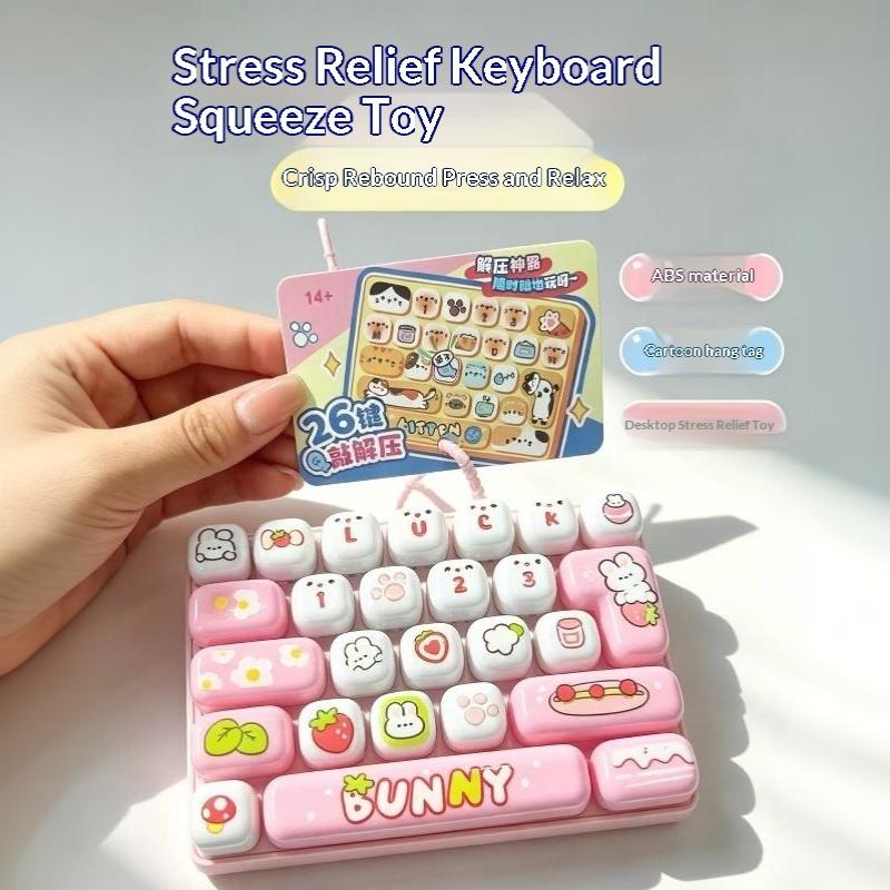 Stress Relief Keyboard Toy Sensory Fidget 26 Keys Compact Fun Keychain Ideal Party Favor Small Gift Bag Pendant