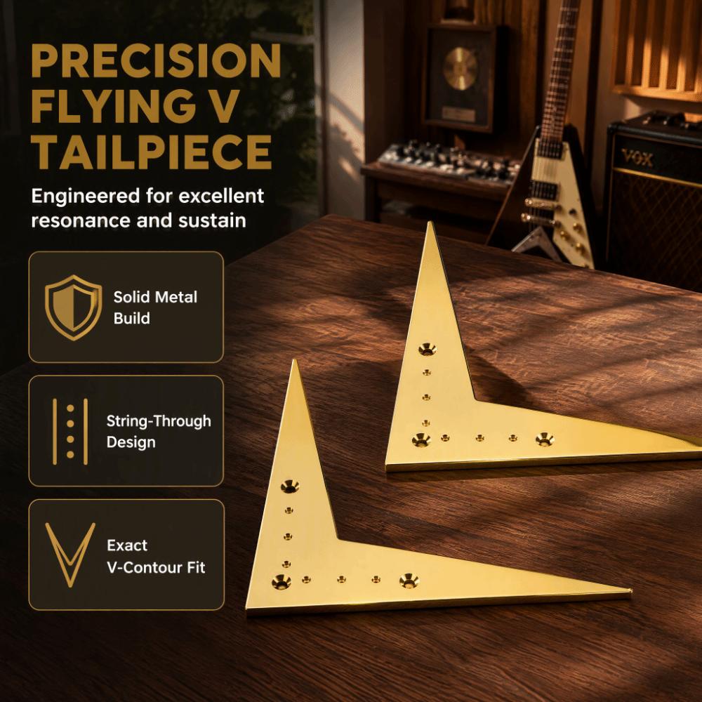 2PCS Black /Golden 6-String Tailpiece V Shaped Design Electric Guitar Parts For Electric Guitar