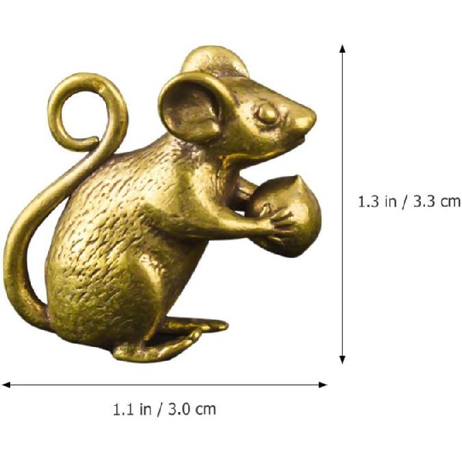 Brass Figurine Copper Lucky Rat Statue Animal Sculpture Collectibles Zodiac Pendant Rich Wealth Amulet Home Decoration