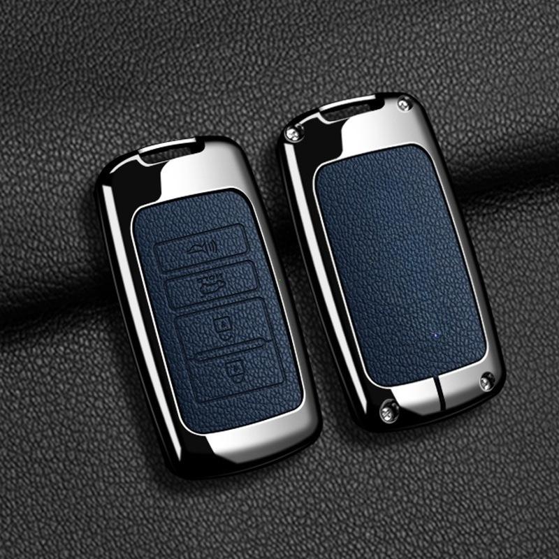 

Zinc Alloy Leather Car Smarte Remote Key Case Holder Cover Chain for Kia Sorento K900 K7 Cadenza 4 Button Accessories