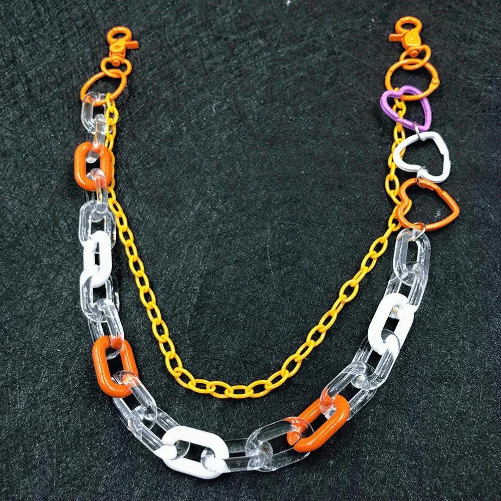 1pcs Hip Hop Punk Style Cool GirlsWaist Chains Pink Love Heart Pants Belt Chain Trousers Jean Skirt Waist Lobster Clasp Closures