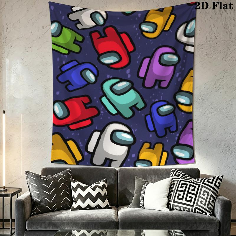 Among Us Wall Tapestry Aesthetic Wall Hanging Printed Fabric Blanket Decorative Tapestries for Bedroom Living Room Home Decor