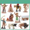 Conjunto Modelo Diorama Cena Velho Oeste Pvc Com Figuras de Chefe e Cowboy Para Coleção Infantil